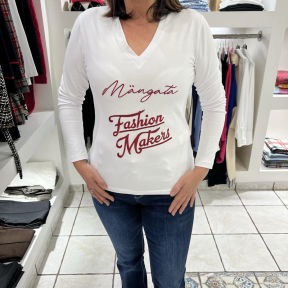 Camiseta Pico MäNGATA FashionMakers BLAN