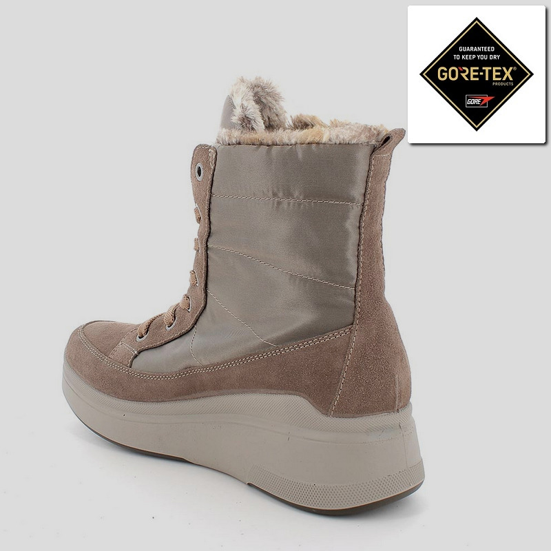 Botas cuña mujer en gore-tex coñac