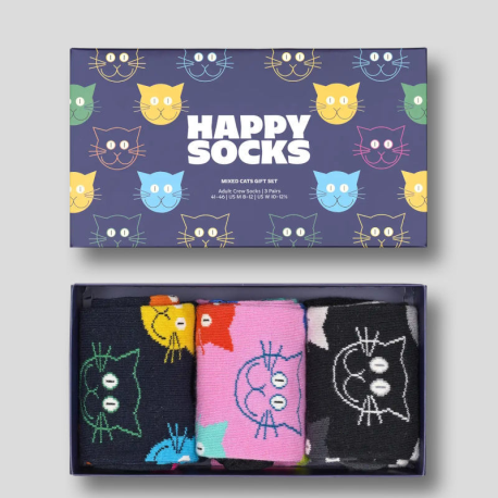 HAPPY SOCKS Mixed Cat Box 3Pack 41/46