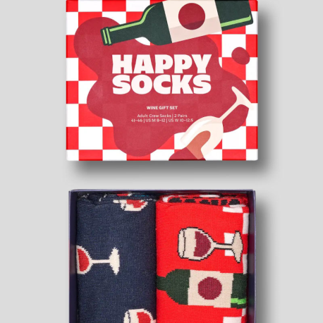 HAPPY SOCKS 2 Pack Wine Gift Set 36/40