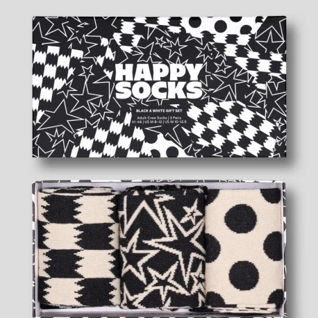 HAPPY SOCKS 3-Pack Black And White 36/40