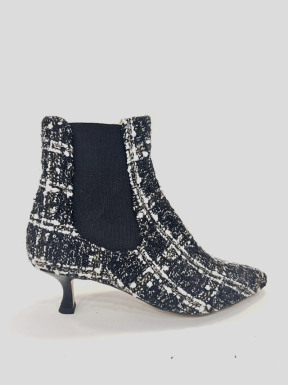 Botín Elásticos MIUXA Tweed Chanel NEGRO