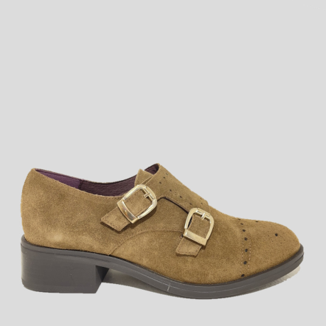 Zapato Hebillas FUNCHAL LADY Ante TABACO