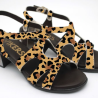 Sandalia Tacón Tiras Pelo Piel LEOPARDO