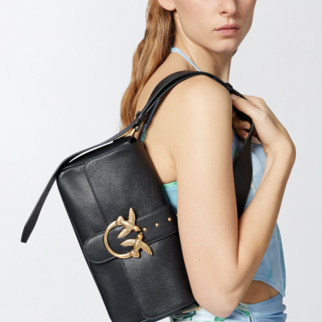BolsoLoveOnePINKOClassicSlouchyPielNEGRO