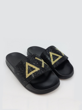 Chanclas Mujer SUN68 Logo Strass NEGRO