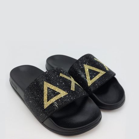 Chanclas Mujer SUN68 Logo Strass NEGRO