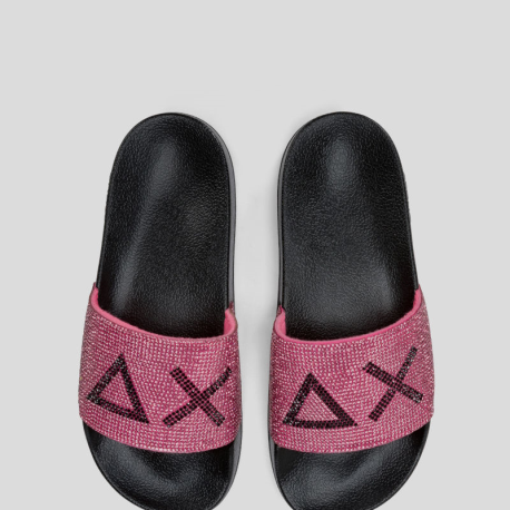 Chanclas Mujer SUN68 Logo Strass FUCSIA
