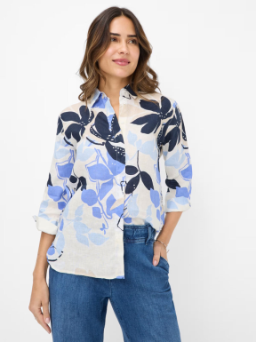 Camisa Vicki BRAX Lino Estampado AZUL