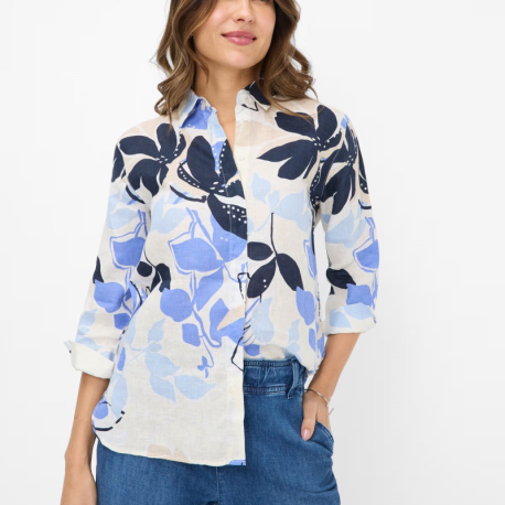 Camisa Vicki BRAX Lino Estampado AZUL