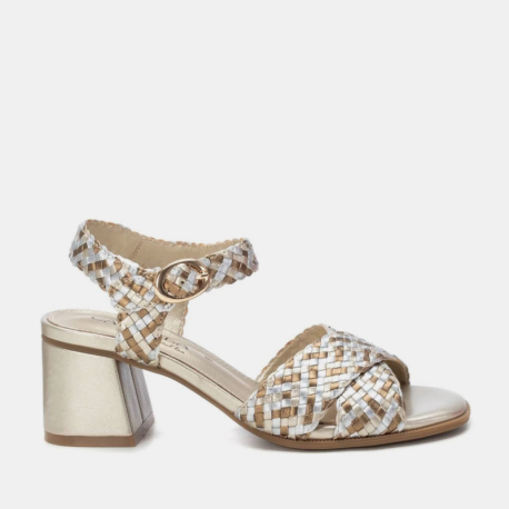 SandaliaTacón CARMELA Trenzado ORO/PLATA