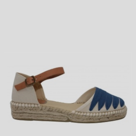 Alpargata Cuña Baja SV Tiras CRUDO/JEANS