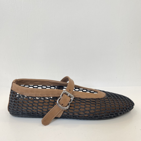 Bailarina Rejilla BUENO Piel Combi NEGRO